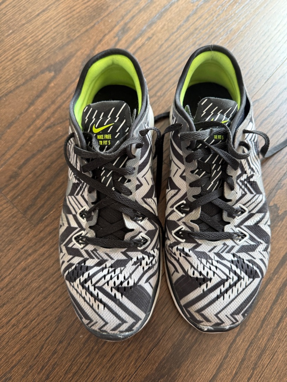 Nike Women’s Black, Gray & Neon Green Patterned Running Shoes